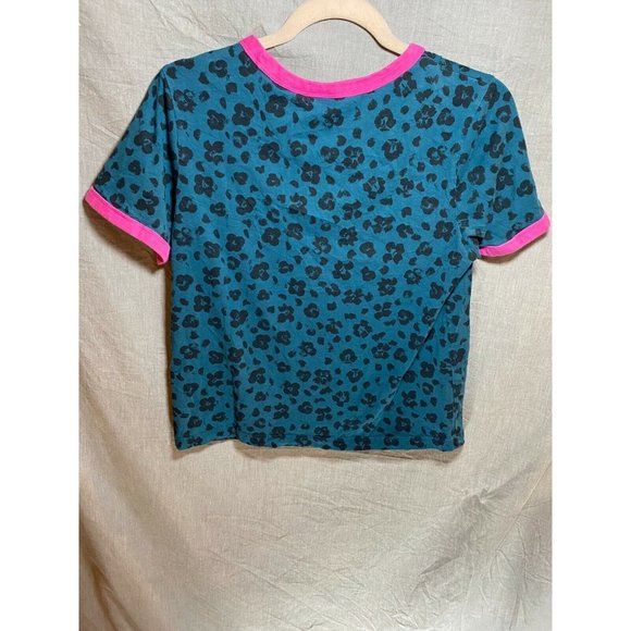 Adidas Shirt Youth Medium Blue Cheetah Pink Trim Pullover Girls Kids. - Picture 5 of 8